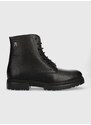 Kožené boty Tommy Hilfiger COMFORT CLEATED THERMO LTH BOOT pánské, černá barva, FM0FM04651