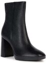 Kožené kotníkové boty Geox D TEULADA C dámské, černá barva, na podpatku, D36VLC 000LM C9999