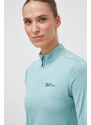 Sportovní tričko s dlouhým rukávem Jack Wolfskin Sky Thermal tyrkysová barva, s pologolfem