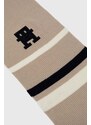 Šátek z vlněné směsi Tommy Hilfiger béžová barva, vzorovaný