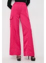 Kalhoty Pinko dámské, růžová barva, široké, high waist