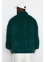 Trendyol Emerald Green Unisex Oversize Stand Collar City Embroidered Fleece Sweatshirt