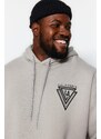 Trendyol Gray Large Size Oversize/Wide Cut College Printed Sweatshirt with Fleece Inside