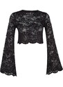 Trendyol Black Crop Knitted Unlined Lace Blouse