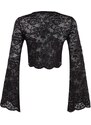 Trendyol Black Crop Knitted Unlined Lace Blouse