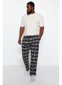 Trendyol Black Woven Plus Size Pajama Bottom