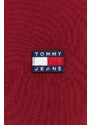 Bavlněné tričko Tommy Jeans vínová barva, s aplikací