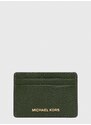 Kožené pouzdro na karty MICHAEL Michael Kors zelená barva