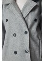 Happiness İstanbul Women Gray Double Breasted Neck Oversize Cachet Coat