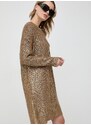Šaty z vlněné směsi Pinko zlatá barva, mini, oversize, 102128.A1A3