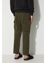 Kalhoty C.P. Company STRETCH SATEEN LOOSE CARGO PANTS pánské, zelená barva, ve střihu cargo, 15CMPA123A005529G