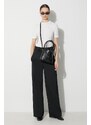 Kalhoty s příměsí vlny MM6 Maison Margiela Pants černá barva, jednoduché, high waist, S62KB0178