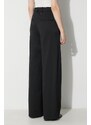 Kalhoty s příměsí vlny MM6 Maison Margiela Pants černá barva, jednoduché, high waist, S62KB0178