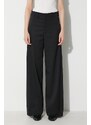 Kalhoty s příměsí vlny MM6 Maison Margiela Pants černá barva, jednoduché, high waist, S62KB0178