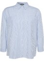 Trendyol Curve Blue Striped Poplin Shirt