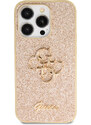 Ochranný kryt na iPhone 15 Pro MAX - Guess, Fixed Glitter 4G Metal Logo Gold