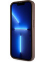 Ochranný kryt na iPhone 15 Pro - Guess, 4G Strass Triangle Metal Logo Brown