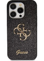 Ochranný kryt na iPhone 15 Pro MAX - Guess, Fixed Glitter 4G Metal Logo Black