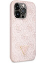 Ochranný kryt s crossbody popruhem pro iPhone 15 Pro - Guess, 4G Strass Triangle Metal Logo Pink