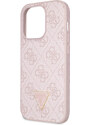 Ochranný kryt s crossbody popruhem pro iPhone 15 Pro - Guess, 4G Strass Triangle Metal Logo Pink