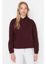 Trendyol Claret Red Regular/Normal Pattern Basic Hooded Thick Inside Fleece Knitted Sweatshirt