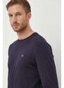 Bavlněné tričko s dlouhým rukávem Gant tmavomodrá barva