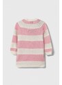 Dětské šaty s příměsí vlny Guess růžová barva, mini