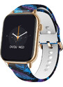 Chytré hodinky Madvell Pulsar s bluetooth voláním a EKG pudrová zlatá s silikonovým řemínkem Peříčka