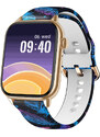 Chytré hodinky Madvell Pulsar s bluetooth voláním a EKG pudrová zlatá s silikonovým řemínkem Peříčka