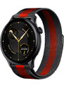 Chytré hodinky Madvell Talon s bluetooth voláním černá s černo-červeným kovovým magnetickým řemínkem