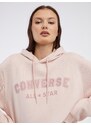 Světle růžová unisex mikina s kapucí Converse Go-To Wordmark - Pánské