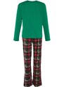 Trendyol Green 100% Cotton Christmas Theme Tshirt-Pants and Knitted Pajamas Set