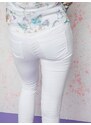 Hand Work Denim Euphora jeans decorated with cuts and rhinestones on the knees white