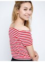 Yups Short blouse with carmen neckline white with red stripes