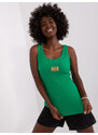 Fashionhunters Zelený žebrovaný bavlněný top