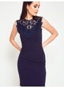 Esther.M Pencil dress decorated with navy blue lace