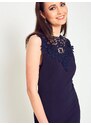 Esther.M Pencil dress decorated with navy blue lace