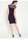 Esther.M Pencil dress decorated with navy blue lace