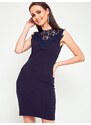 Esther.M Pencil dress decorated with navy blue lace