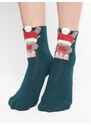 Yups Socks with reindeer application in a green Christmas hat
