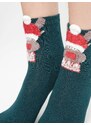 Yups Socks with reindeer application in a green Christmas hat