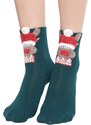 Yups Socks with reindeer application in a green Christmas hat