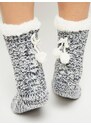 Yups Socks decorated with braid stitch and sequins navy blue