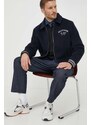 Vlněná bunda Tommy Hilfiger tmavomodrá barva, přechodná