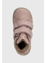 Dětské semišové zimní boty Primigi růžová barva