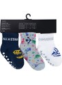 Converse dinos 3pk gripper socks WHITE