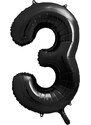 PARTYDECO Fóliové černé číslo 3, 86 cm Black