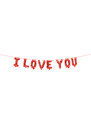 PARTYDECO Foliový nápis I LOVE YOU červený - Valentýn / Svatba, 240x40 cm cm