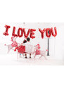 PARTYDECO Foliový nápis I LOVE YOU červený - Valentýn / Svatba, 240x40 cm cm