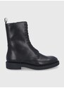 Kožené kotníkové boty Vagabond Shoemakers dámské, černá barva, na plochém podpatku